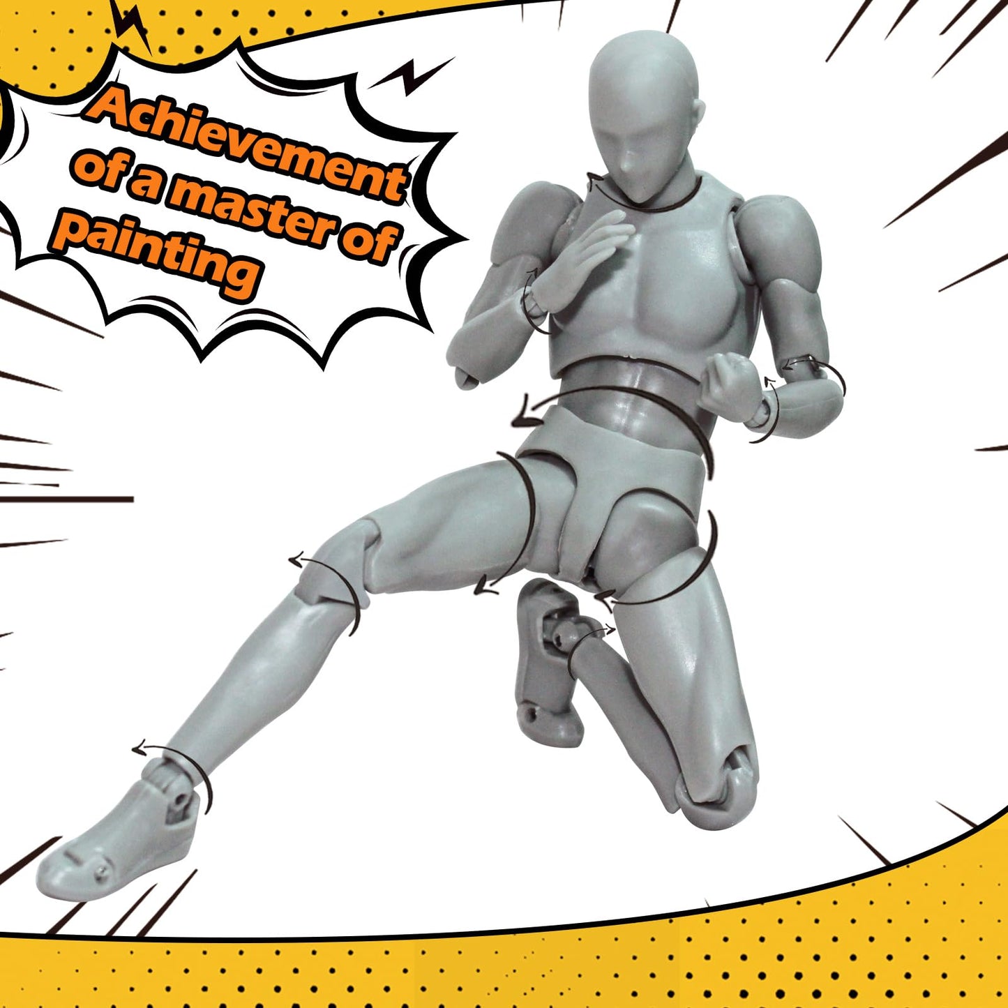 AXITWXIT Body Kun Artist Manikin Male Figure Drawing Supplies and Tools, Mannequin for Artists Drawing Figures Model for Sketching, Painting, 5.5" Grey with Stand