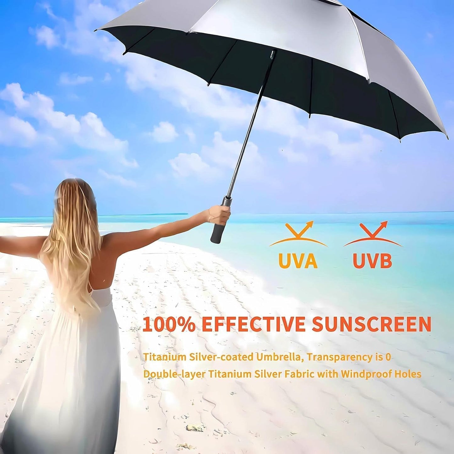 MRTLLOA Extra Large Golf Umbrella, 54/62/68/72 Inch Automatic Open, Oversize Double Canopy Vented Windproof Waterproof Sports Umbrellas for Rain