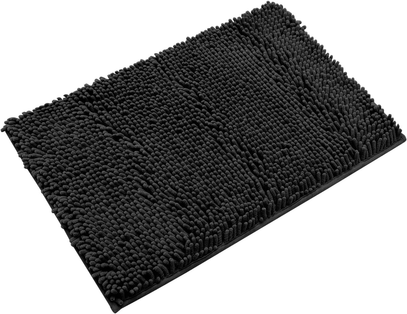 Non-Slip Bath Rug,Extra Soft Microfiber Bedroom Shag Carpet with Anti-Slip Backing,Water/Dust Absorbent Fast Dry Shower Mat,Sound Insulated Stairs Pad,Machine Washable (Black,19 x 31 Inches)