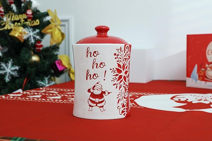 Stephanie Imports Ho Ho Ho! Christmas Themed Winter Holiday Ceramic Cookie Jar