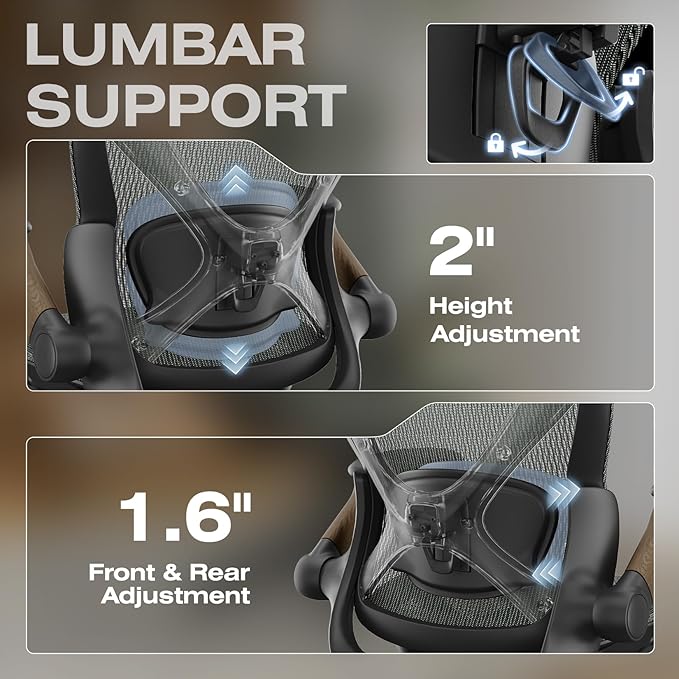 ELABEST X100 Ergonomic Mesh Office Chair with Footrest, Big and Tall Hone Desk Chair with 5D Flip-Up Arms, Adjustable 3D Lumbar Support,Gaming & Executive Computer Chairs for Long Hours