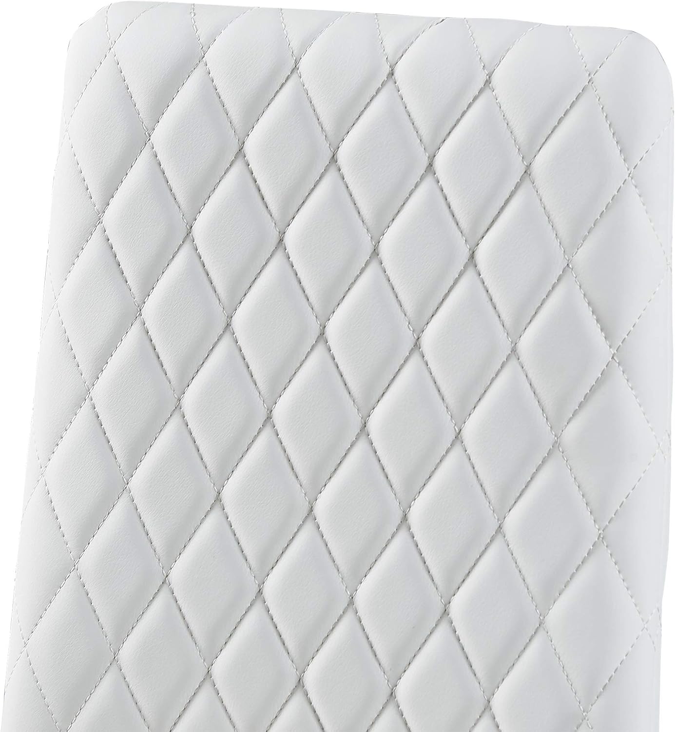 JT Modern Minimalist Dining Chair Fireproof Leather Sprayed Metal Pipe Diamond Grid Pattern Restaurant Home Conference Chair Set of 4 Or 6 (6, White)