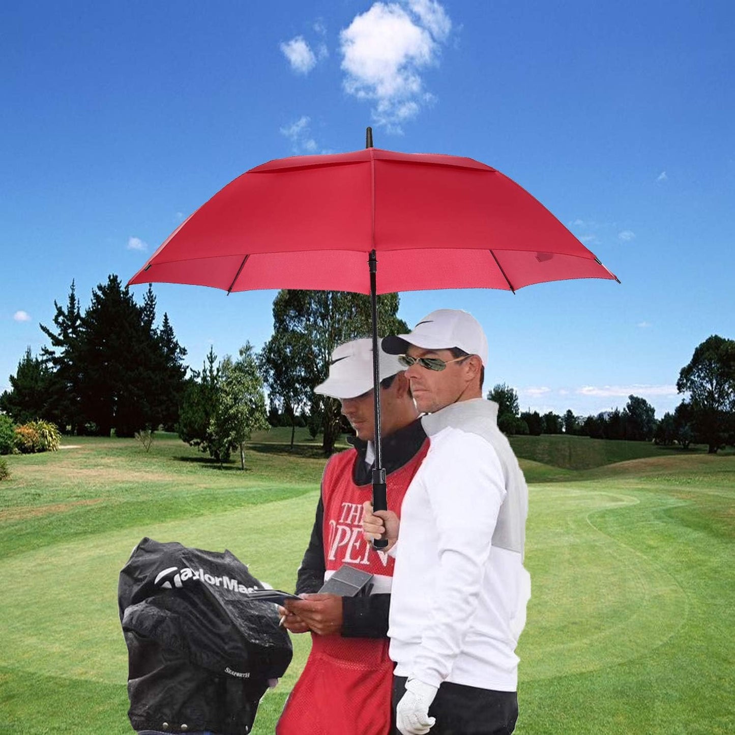MRTLLOA Extra Large Golf Umbrella, 54/62/68/72 Inch Automatic Open, Oversize Double Canopy Vented Windproof Waterproof Sports Umbrellas for Rain