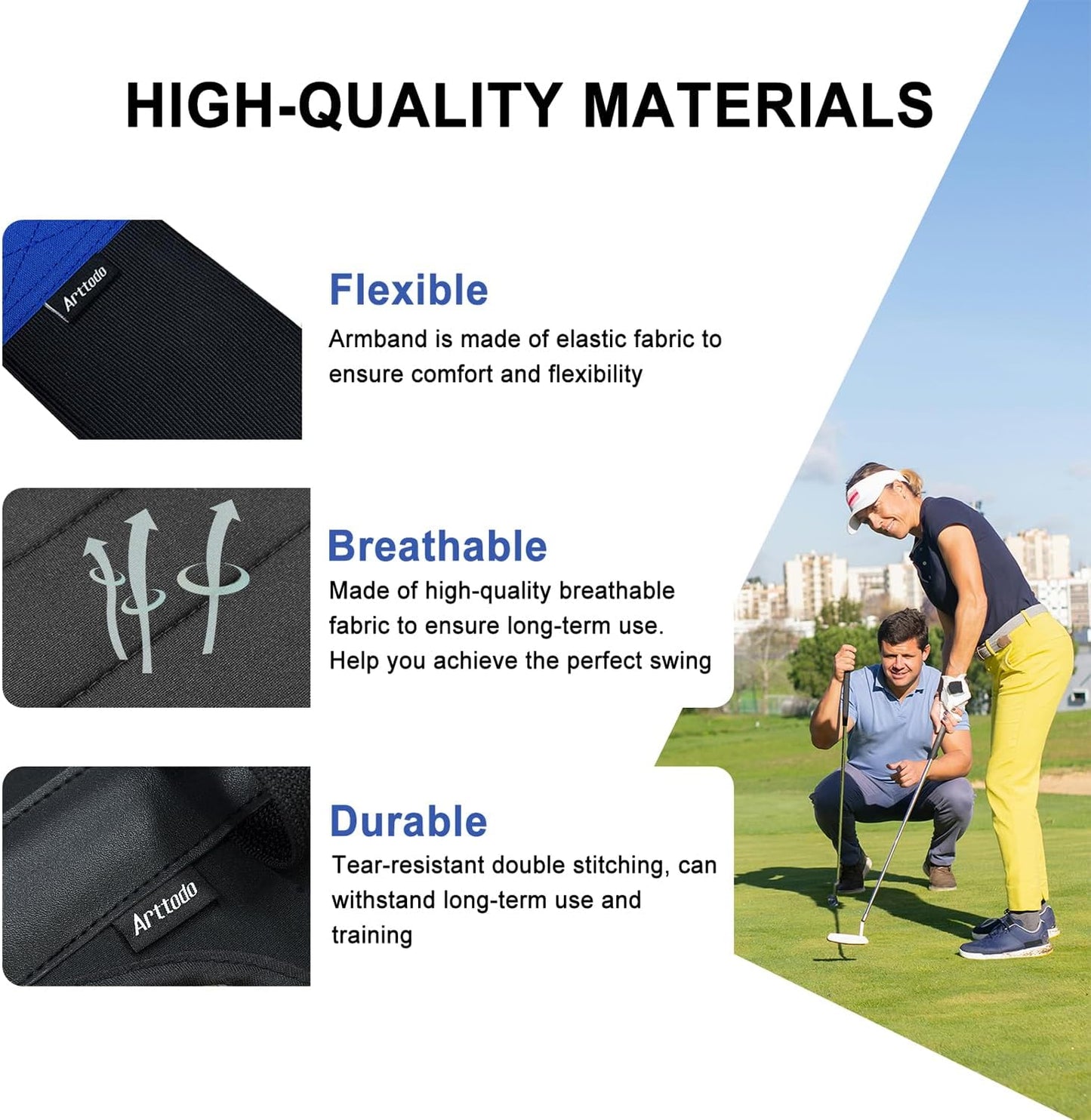Golf Training Kit with Arm Band & Wrist Strap, Golf Swing Training Aid to Correct Wrist Angle and Develop Muscle Memory for Beginner Golfers