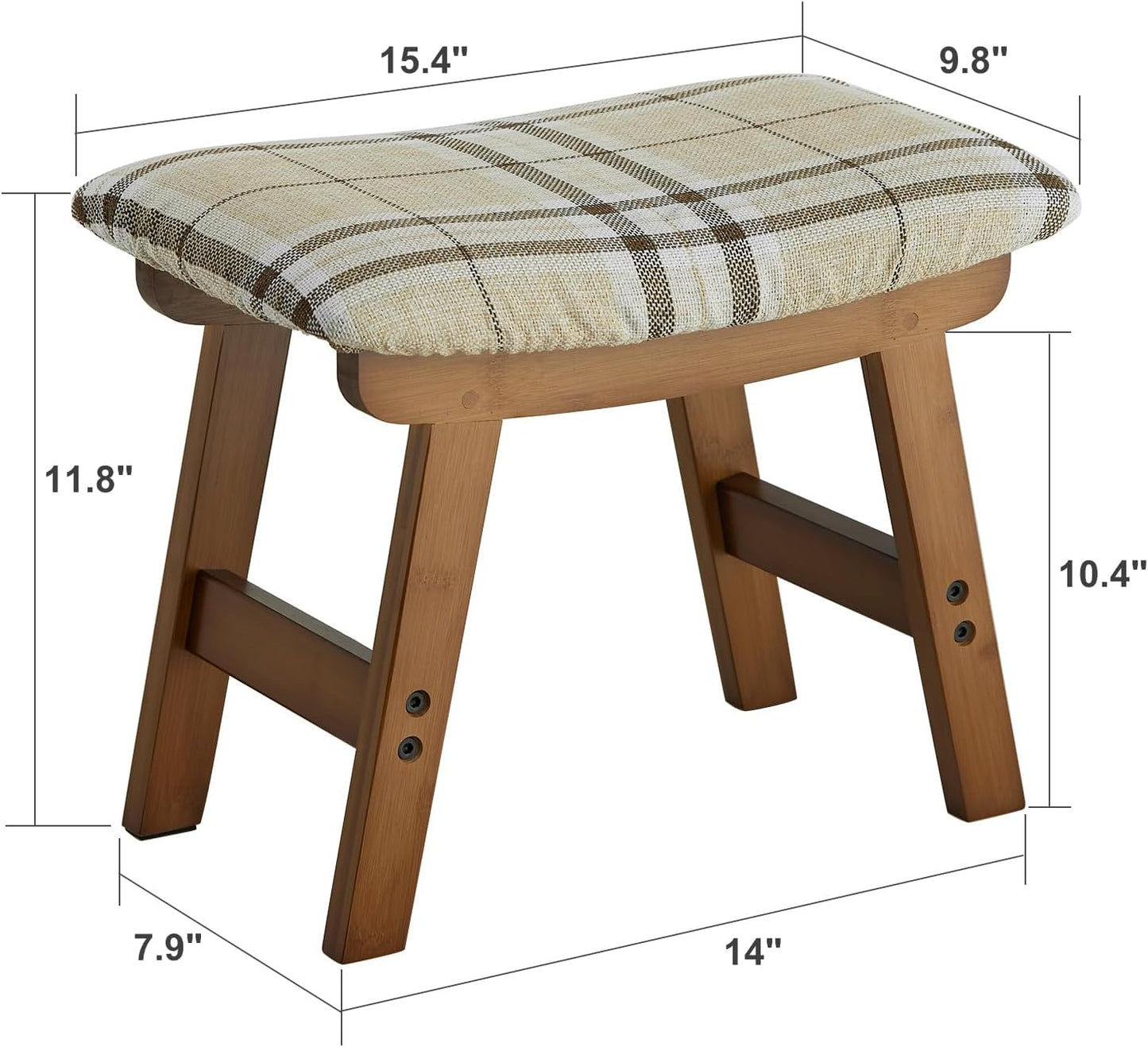 Foot Stool Ottoman Foot Rest Under Desk,Small Stool for Living Room, Bedroom and Kitchen (Brown Legs - Stripes Stool Surface)