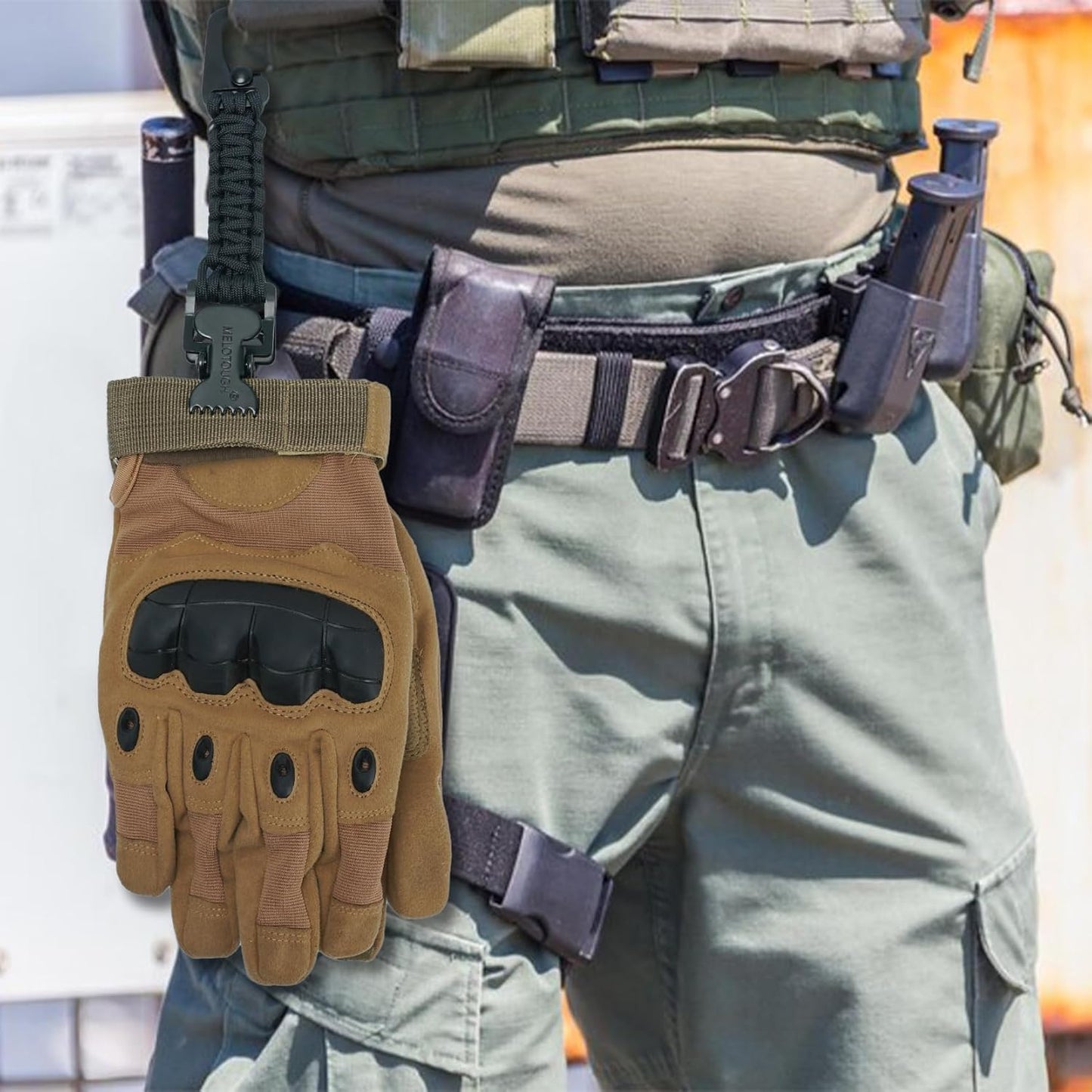 MELOTOUGH Glove Clips Tactical Glove Clip Paracord Work Glove Clip Holder with 2 Alligator Clips for Tactical Backpack,Tool Belt,Outdoor Accessory