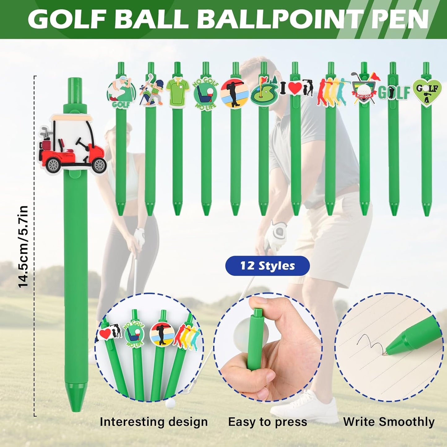 LiYiQ 72 Pcs Golf Party Favors Golf Team Gifts Golf Goodie Bags Stuffers Golf Ballpoint Pens Bookmark Card and Silicone Bracelet