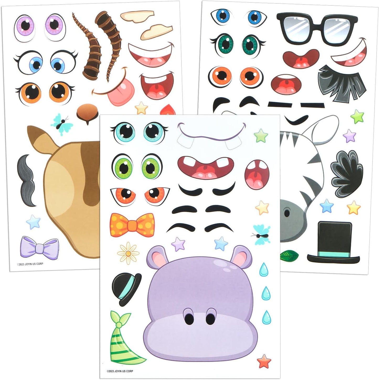 JOYIN 36PCS 9"x6" Make a face Stickers for Kids, Make Your Own Safari Animal Stickers, Jungle Party Favors Kids Crafts, Goodie Bags Stuffers, Classroom Rewards