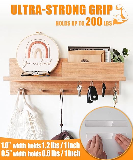 Extra Strong Double Sided Tape Heavy Duty (2 Rolls, Total 20 FT), Clear Removable Two Sided Nano Tape Adhesive, Double Stick Mounting Tape for Poster, Rug, Picture Hanging Strips, Office & Outdoor