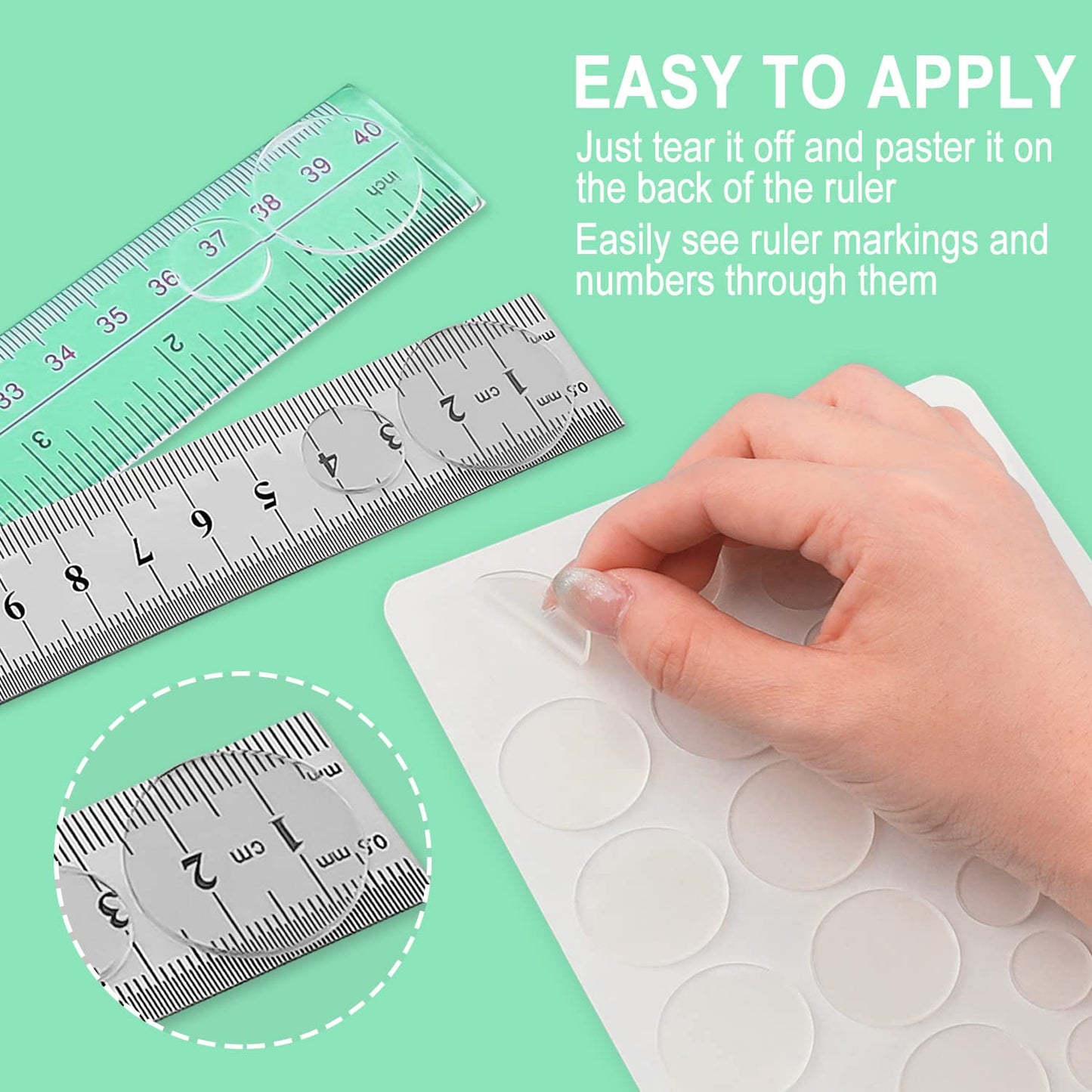 Ruler Grips, Transparent Strong Adhesive Non-Slip Grips for Quilting Rulers, Quilt Templates, 34 PCS Total -10 Large & 24 Small (Clear, 34 PCS)