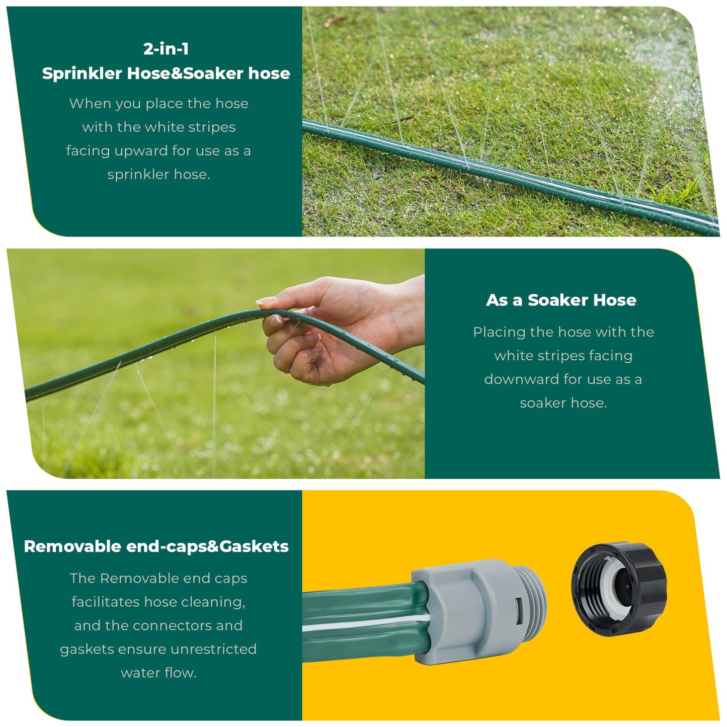 DXront Sprinkler Soaker Hose 75ft for Garden Lawn, Watering Pipe with Holes, High-Efficiency Water-Saving Garden Irrigation System, Drip Hose Sprinkler
