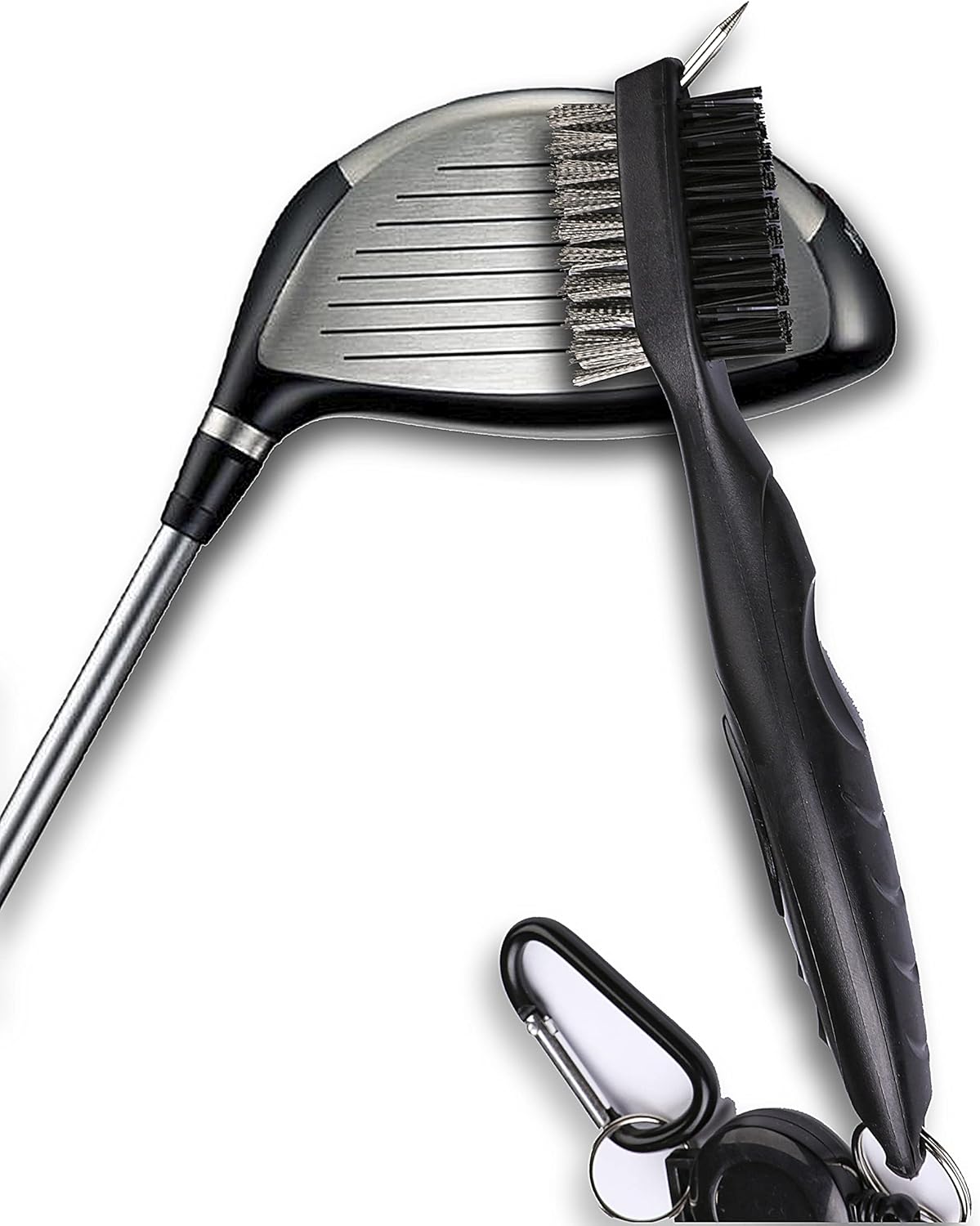 Golf Towels, Microfiber Waffle Pattern Tri-fold Golf Towel - Brush Tool Kit with Club Groove Cleaner, with Clip Men Women Golf Gifts (Gray)