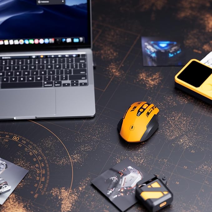 Uineer Wireless Bluetooth Mouse,[Upgraded] Rechargeable Computer Mice (BT 5.0/4.0+2.4G Hz) with Visible Battery Level, 4 Adiustable DPl, Portable PC Mouse for MacBook Chromebook