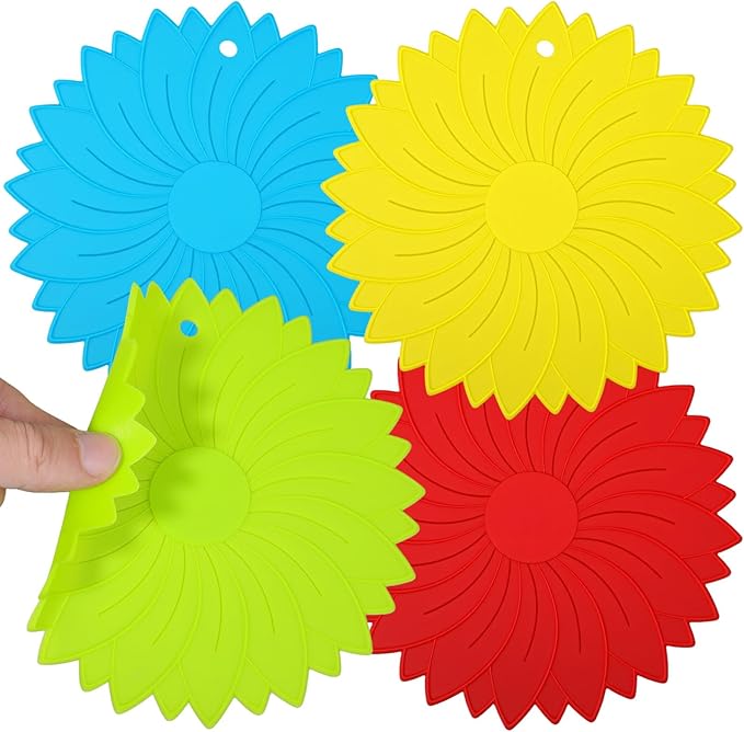 4Pcs Rubber Jar Opener Gripper Pad, 6.10 Inch Jar Openers Top Rated for Seniors, Multi Function Non Slip Jars Opener for Weak Arthritis Hands Seniors Easy Opening (4 Colors)