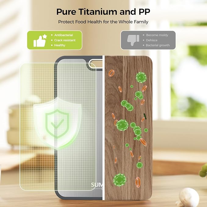 Titanium Cutting Board for Kitchen, Food Grade Pure Titanium/PP, Cutting Board Double Sided, Easy to Clean[18”*12.5”+15.5”*10.5”+12”*8.5”]