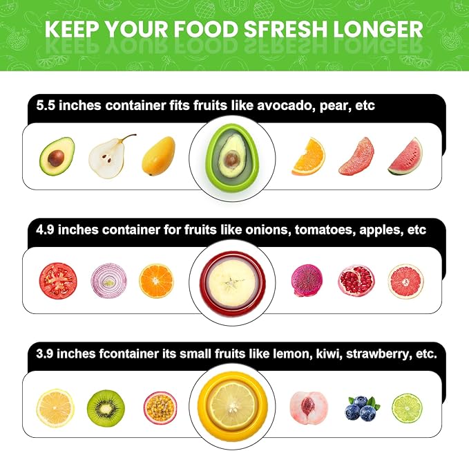 Silicone Food Storage Containers Avocado Saver for Fridge Onion Storage 4-Piece Set Reusable Anti-Oxidation Box Perfect for Vegetables Fruits Lemons Garlic Tomatoes Potatoes