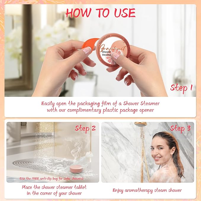 Shower Steamers Aromatherapy 8 Pack - Gifts for Women, Shower Bombs with Essential Oils, Self Care and Stress Relief Stocking Stuffers, Birthday Gifts for Women and Men. Revitalizing Blossom Style