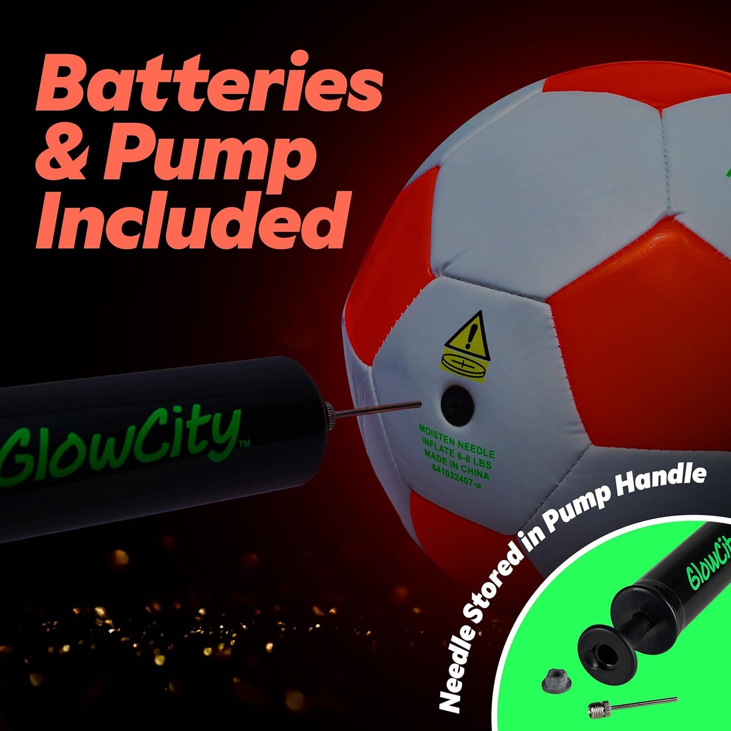GlowCity Glow in The Dark Soccer Ball - Sizes 3, 4, 5 for Kids, Teens & Adults - Light Up Soccer Ball with 2 LED Lights - Sports Birthday Gifts Ideas for Boys & Teenagers Ages 6 7 8 9 10 11 12 13 14