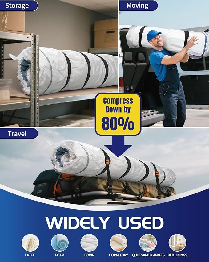 King/Cal-King Foam Mattress Vacuum Bag for Moving，9-Layer Heavy Duty Mattress Bags for Moving & Storage, Leakproof Vacuum Seal Bags for Clothing with Straps