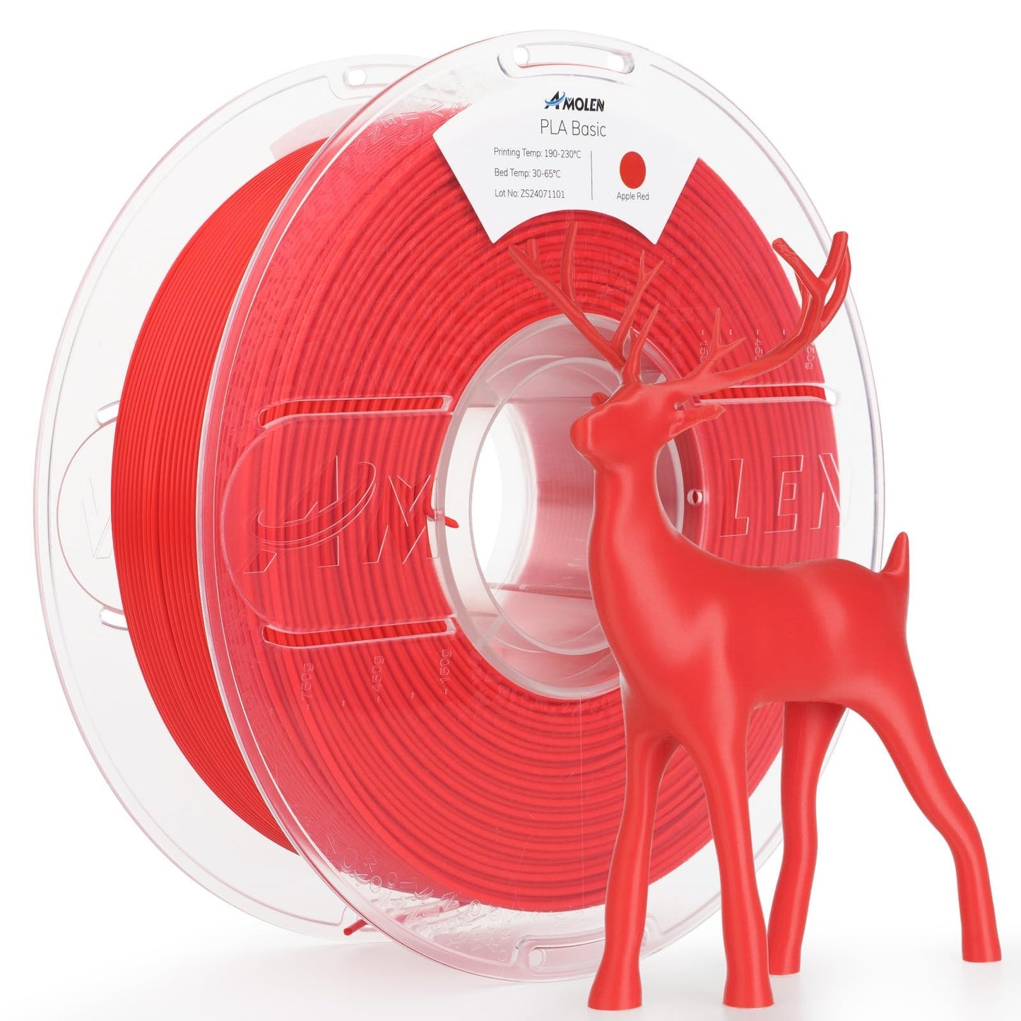 AMOLEN 3D Printer Filament PLA, True High Speed 600mm/s 1.75mm PLA Filament Apple Red PLA, 1KG/2.2lb, Dimensional Accuracy +/- 0