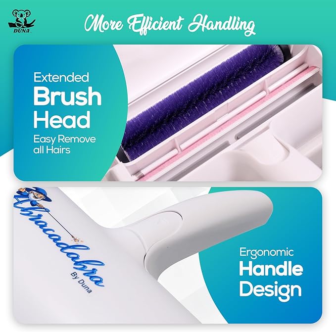 Duna Abracadabra Washable Pet Hair Remover Brush – Dog & Cat Hair Roller for Furniture, Carpet, Clothes & Bedding | Washable, Eco-Friendly Fur Remover with Cleaning Mat for Home & Travel