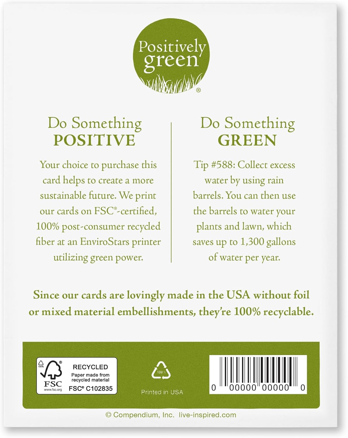 Compendium Positively Green 4-Pack of Sympathy Cards – When someone you love becomes a memory… (Four Cards Total, One Design, with Envelopes)