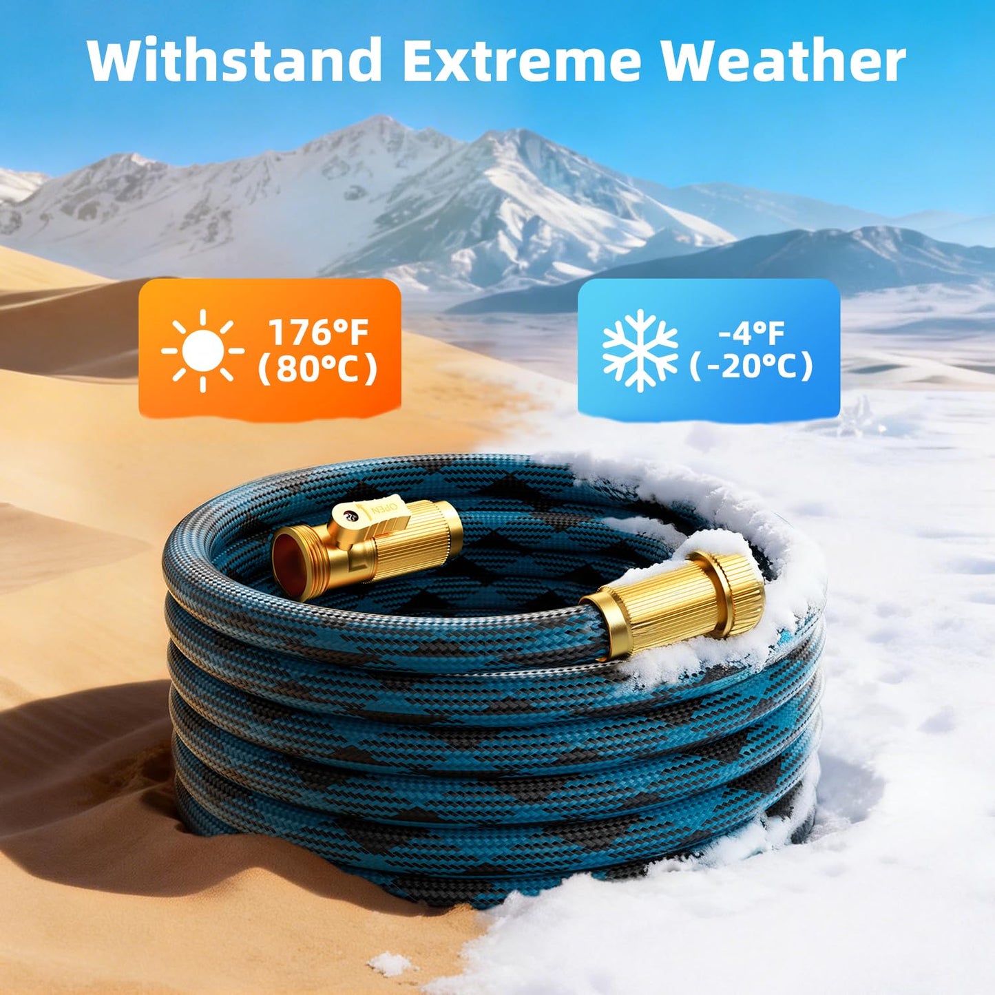Garden Hose, Non-Expandable Water Hose 75 ft, Flexible, Kink & Leak Proof Water Pipe with 10-Function Spray Nozzle, Lightweight Outdoor Hose for Yard, Lawn, Car Wash, RV and Home Use