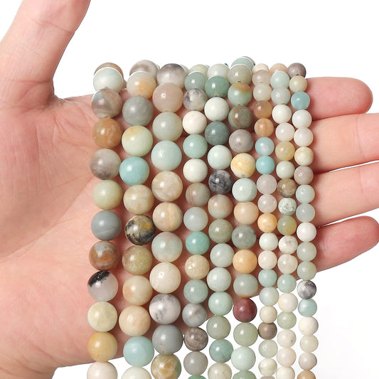 60pcs 6mm Natural Amazonite Gemstone Beads Energy Healing Crystal Round Loose Stone Beads for Jewelry Making, DIY Bracelets Necklaces