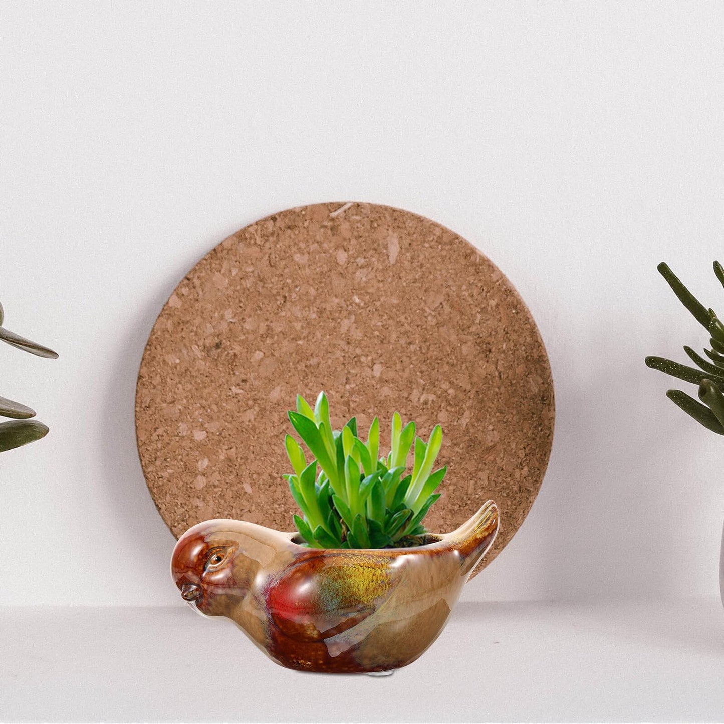 Yardwe Ceramic Planter Pot Bird Shape Succulent Flowerpot for Indoor Balcony Gardening Small Animal Design Glazed Pot for Home Decor