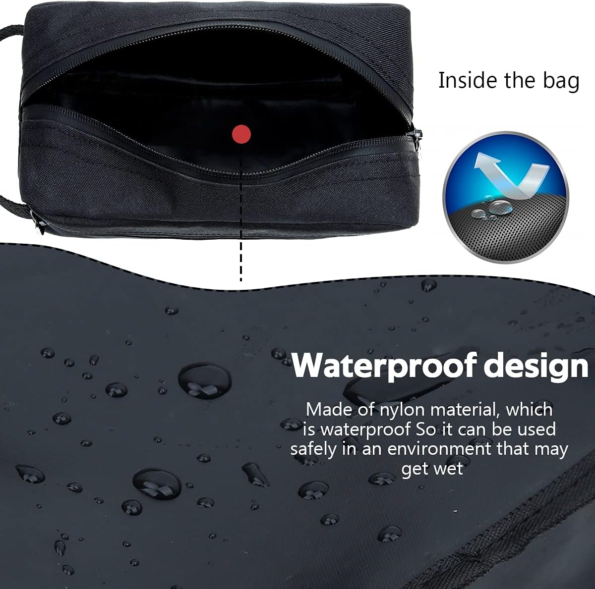 Travel Toiletry Bag for Women and Men, Water-resistant Shaving Bag for Toiletries Accessories, Foldable Storage Bags with Divider and Handle for Cosmetics Toiletries Brushes Tools