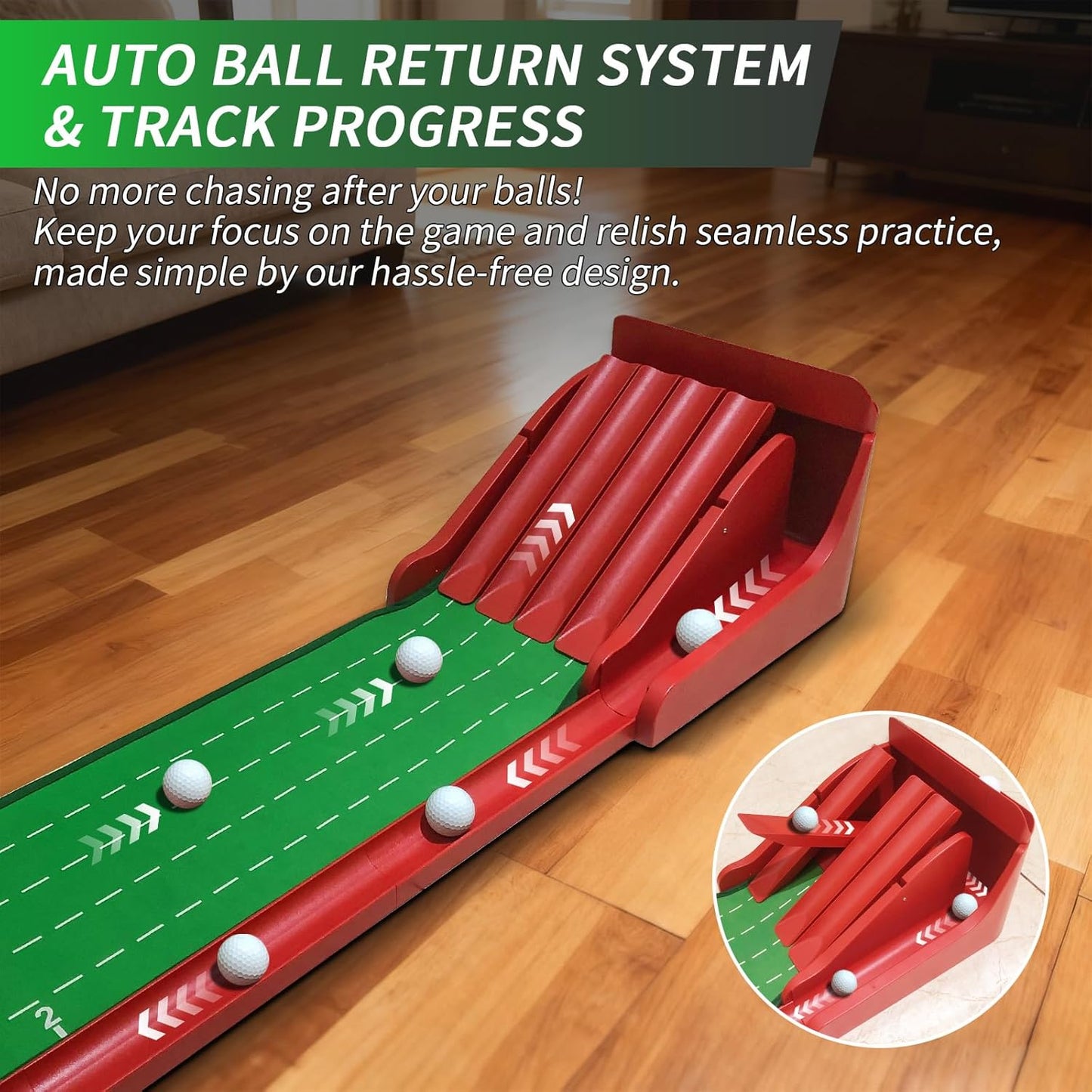 Golf Putting Green Mat | Golf Putting Mat with Automatic Ball Return | Fun Challenge Golf Game | Perfect for Home, Office, or Backyard Use | Indoor & Outdoor | Excellent Gift Option