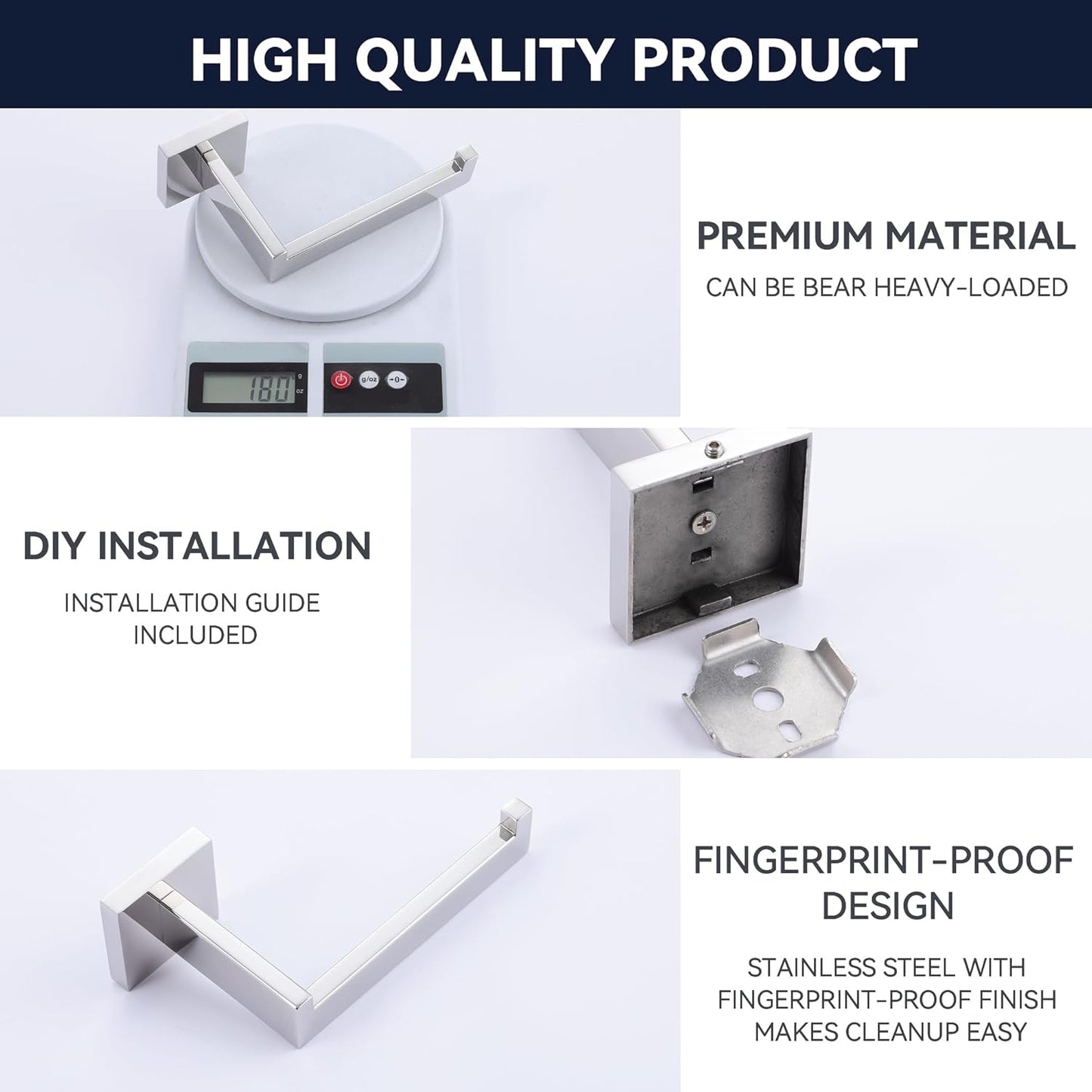 LANC Chrome Toilet Paper Holder, Bathroom Silver Toilet Paper Roll Holder Wall Mounted for Bathroom Washroom Modern TP Tissue Holder Dispenser 304 Stainless Steel Polished Right, A8807CP