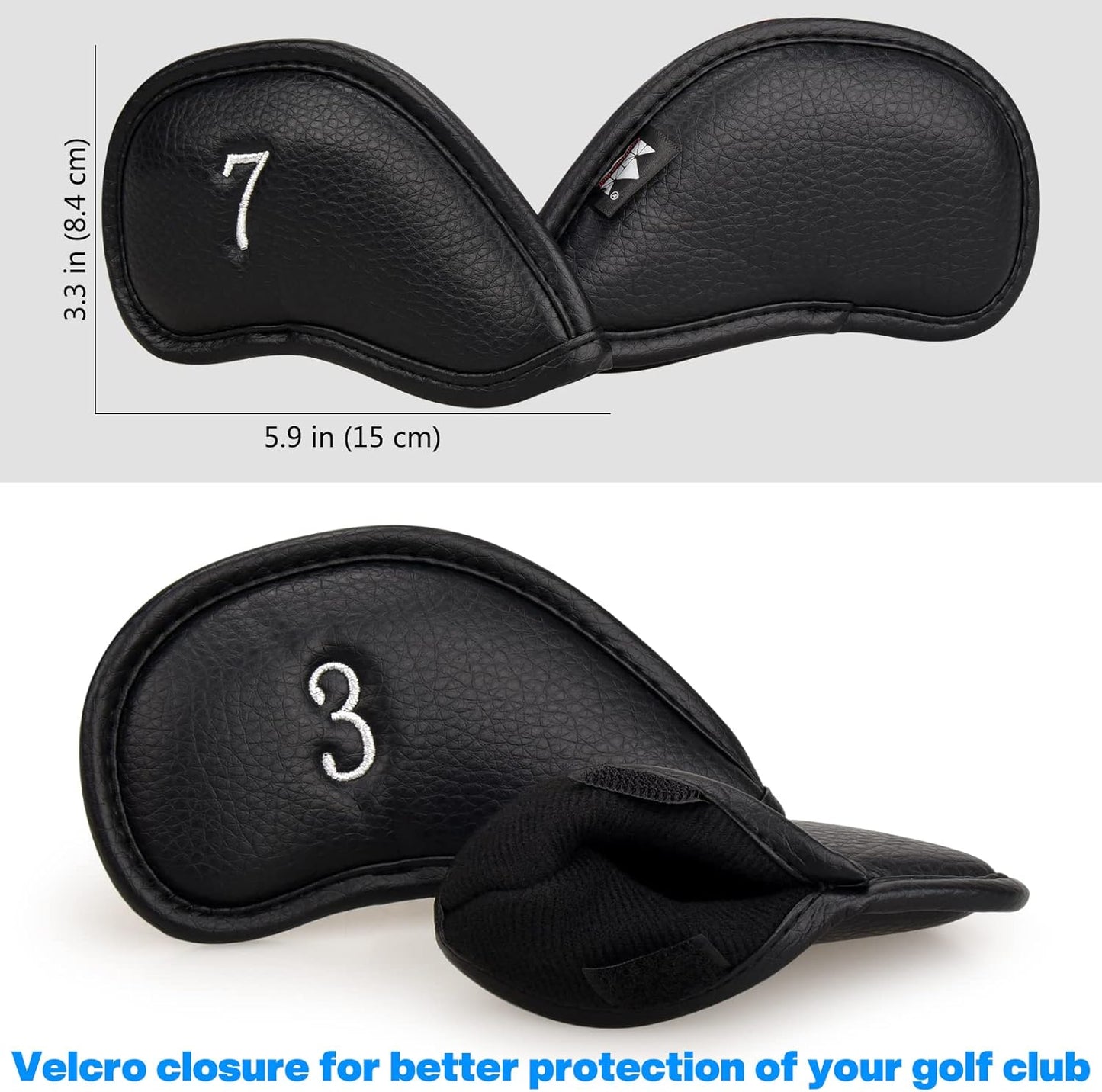 CRAFTSMAN GOLF 12pcs or 1pc Thick Synthetic Leather Golf Iron Head Covers Set Headcover Fit All Brands Callaway Ping Taylormade Cobra Etc. Also Custom Name