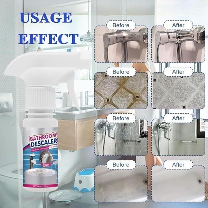 2PCS Bathroom Descaler Cleaner, Bathroom Descaler Foam Cleaner Spray, All-Purpose B-athroom D escaler Foam Spray, Stubborn Stains cleaner, for Kitchen, Home