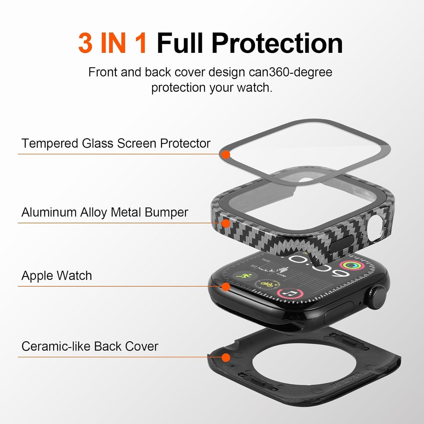 Bumper Cover for Apple Watch Series 11/10 46mm Case Built-in Screen Protector, Straight Edge Rugged Protective Metal Case with Back Frame, Rugged Shockproof Cover for iWatch 46mm