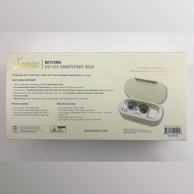 Sonix Beyond UV+O3 Sanitizer Box and Universal Charger UV and Ozone Disinfector for Phone, Mask, Makeup Brush, Nail Tool (Brown Tort)