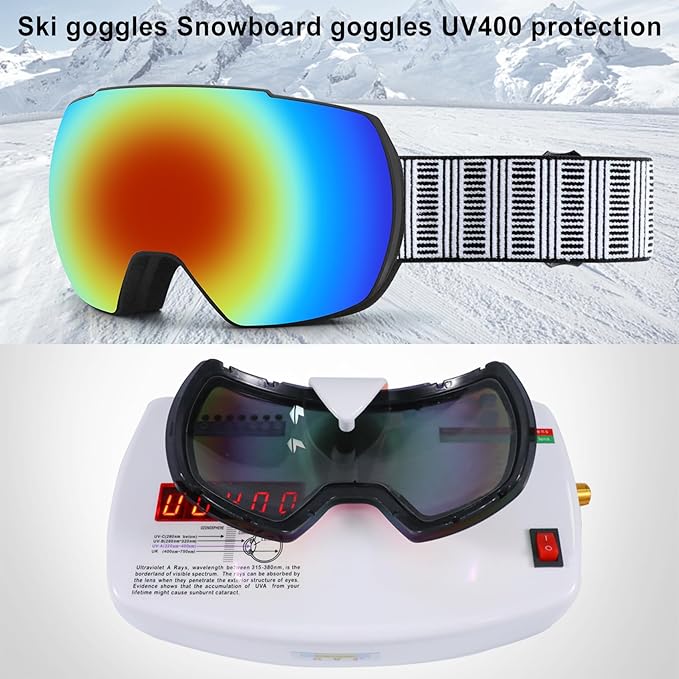 OULAIQI OTG Ski Goggles UV400 Anti-Fog Snowboard Glasses for Men Women Youth- Perfect for Skiing, Snowboarding,Winter Sports