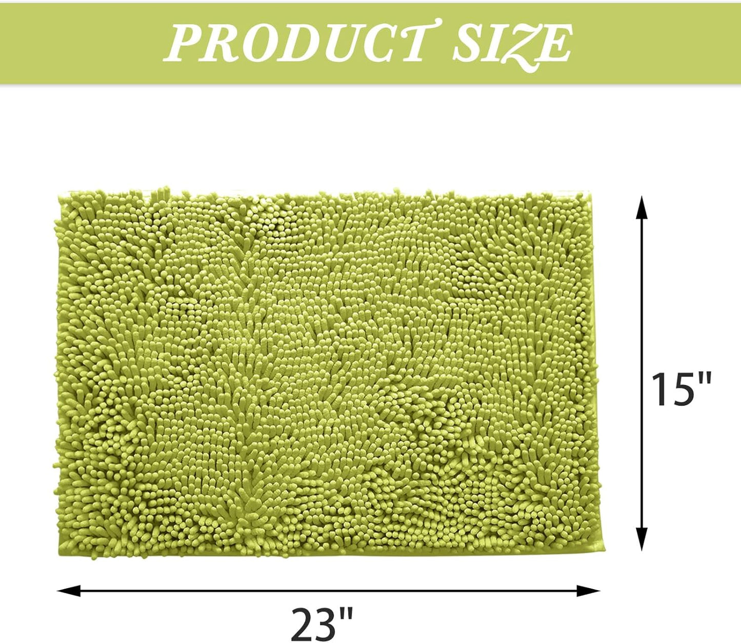 Non-Slip Bath Rug,Extra Soft Microfiber Bedroom Shag Carpet with Anti-Slip Backing,Water/Dust Absorbent Fast Dry Shower Mat,Sound Insulated Stairs Pad,Machine Washable (Lime Green,15 x 23 Inches)