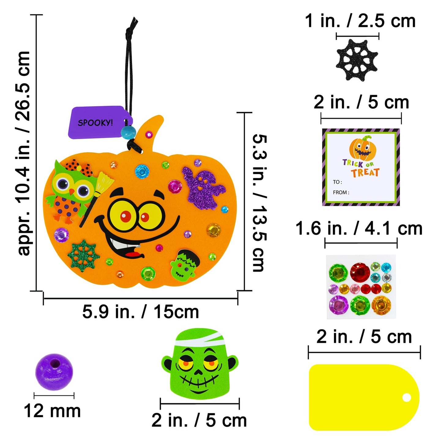 Winlyn 36 Sets Halloween Craft Kits Fall Crafts DIY Halloween Pumpkin Ornaments Art Set Bat Monster Foam Stickers Halloween Arts and Crafts for Kids Classroom Activities Party Favors Trick-Or-Treaters