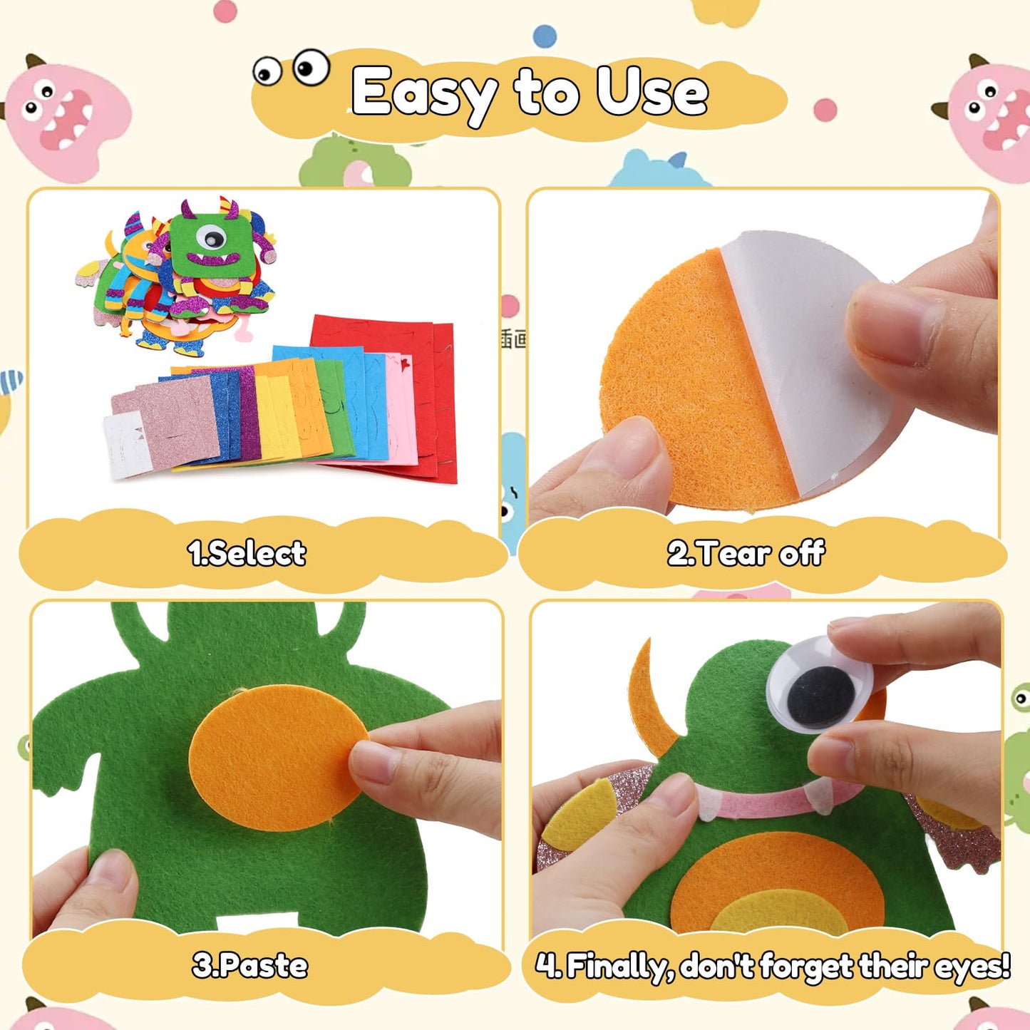 YOTOY Felt Sewing Kit for Kids - Toddler Arts & Crafts for Ages 3-5 - Girls Boys 4-6 Birthday Gift - DIY Beginner Needle and Thread Kit - DIY Kid Craft Activities Ages 3 4 5 6 Years