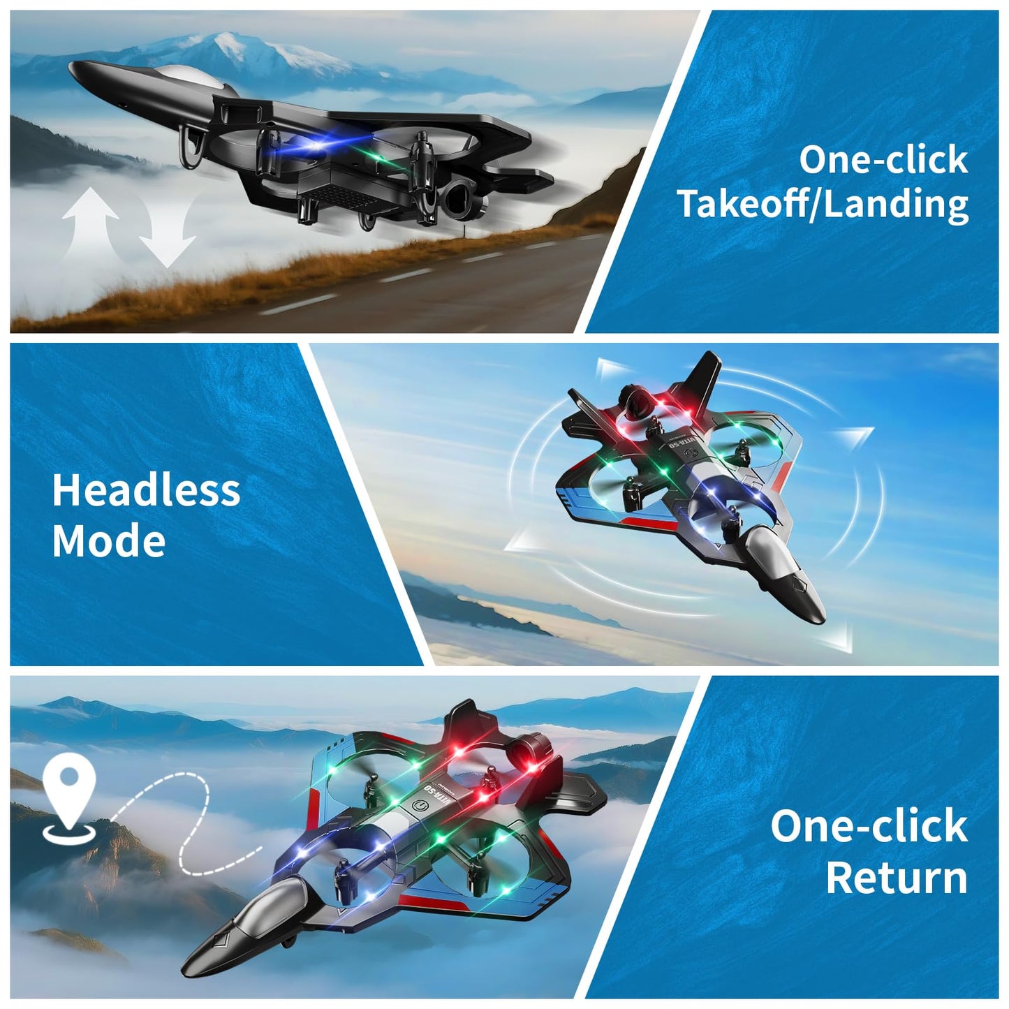 Tubokoro RC Planes for Kids Adults, Foam Remote Control Airplane Jet Helicopter Drone Toys for Kids Adults 8-12 12-16, Remote Control Plane Airplane Toys with Led Lights, 360° Flip Stunt Rotation