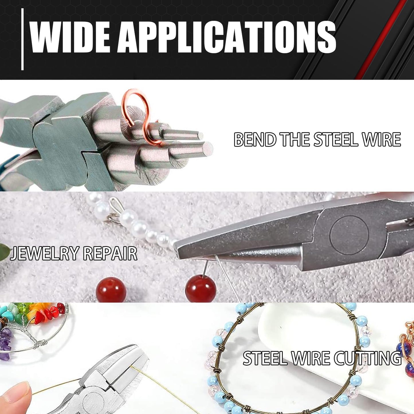 C&T 3-Piece Jewelry Pliers Set, Jewelry Making Tools Kit, Micro Jewelry Plier, Jewelry Making Supplies, Pliers set for jewellery making bead winding and shaping wire DIY Crafts
