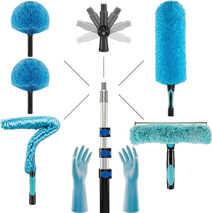 25 Feet Fan Cleaner High Ceiling 2 Cobweb Dusters with Extension Pole(18ft)