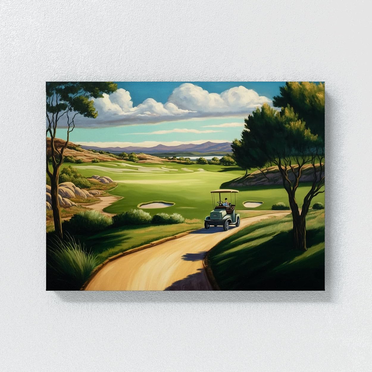 Sense Canvas Golf Cart Fairway Landscape 25 Canvas Art - Home Decor Wall Art Print Poster Painting Medium 24x18 / 1.5"