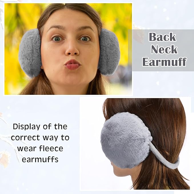 SATINIOR 5 Pcs Winter Hat Scarf Gloves Set Fleece Lined Knit Beanie Hat Warm Touch Screen Gloves Earmuff Warmer for Women(Grey,Chic Style)