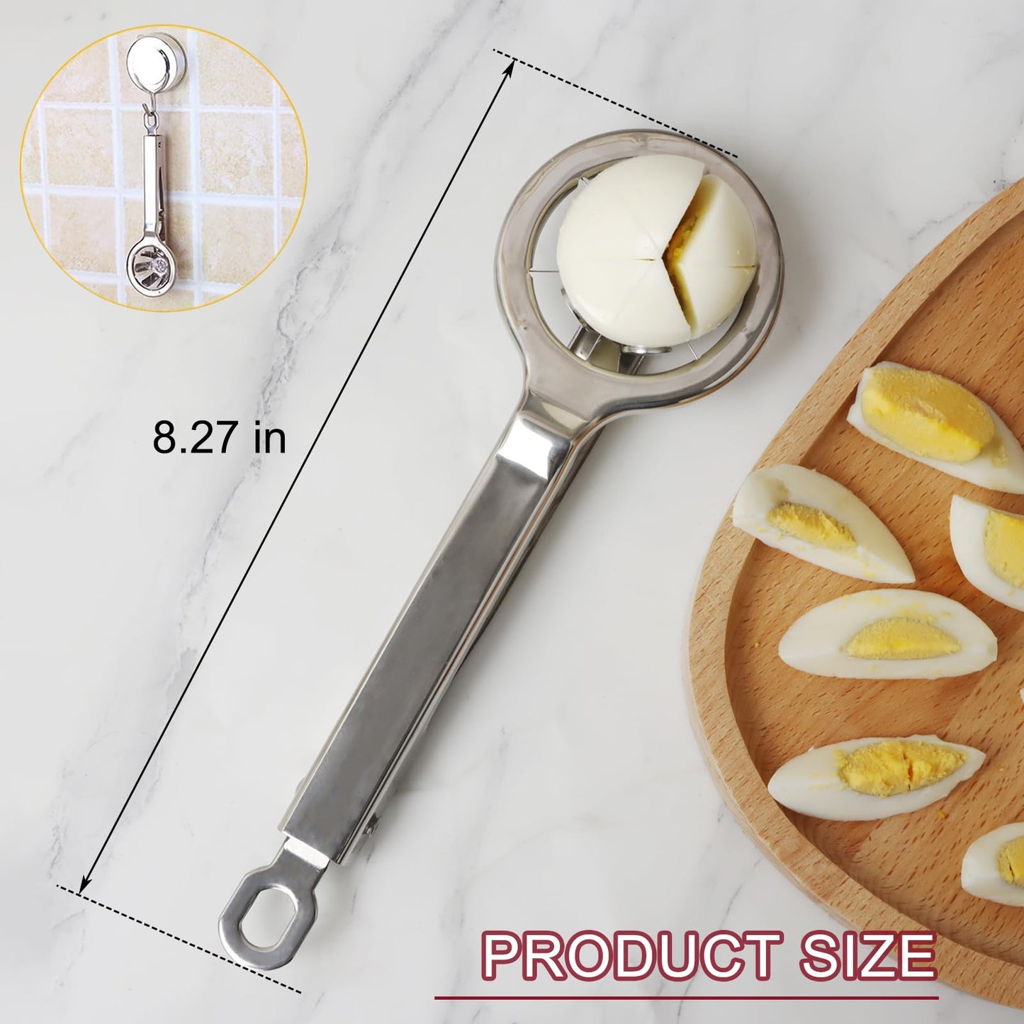 Best Utensils Stainless Steel Egg Slicer Wedger Cutter, Divides Hard Boiled Eggs Into 6 Equal Segments In One Action