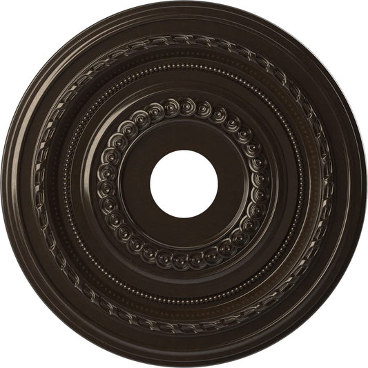 Ekena Millwork Cmp19Coeru Cole Thermoformed Pvc Ceiling Medallion (Fits Canopies Up To 5 1/8), 19Od X 3 1/2Id X 1P, Universal Me