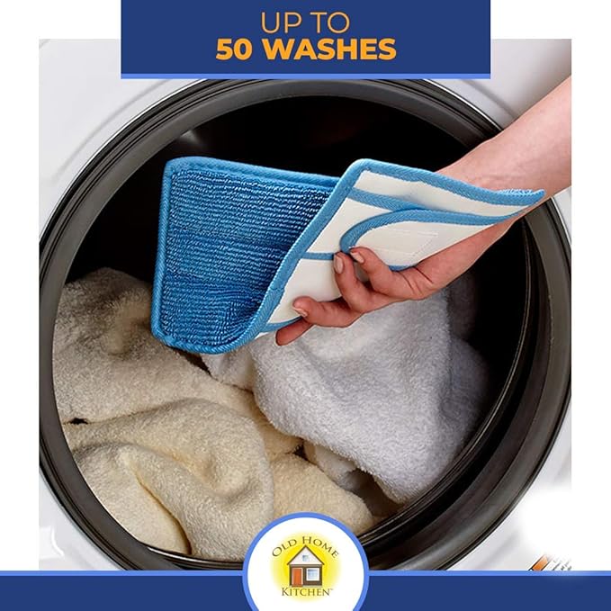 Microfiber Reusable Mop Pad | Durable Machine Washable Floor Cleaning Pads | Swiffer Compatible Dry Mop Pads (4 Pack)