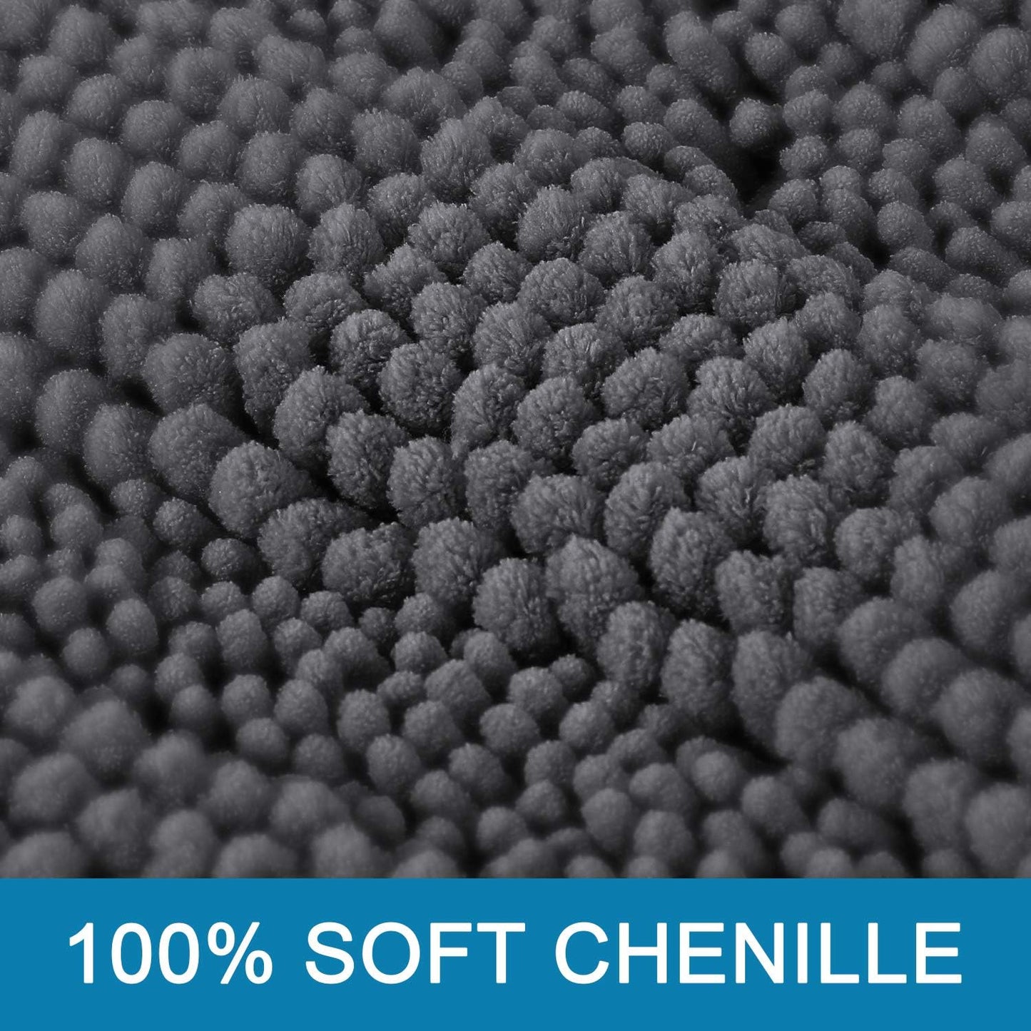 H.VERSAILTEX Bath Rugs for Bathroom Non Slip Bath Mats Extra Thick Chenille Striped Rug 20" x 32" Absorbent Non Skid Fluffy Soft Shaggy Washable Dry Fast Plush Mat for Indoor, Bath Room, Tub - Grey