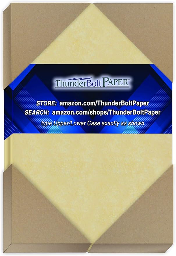 150 Gold Parchment 65lb Cover Weight Paper - 4.5" X 6.5" (4.5X6.5 Inches) Between 4X6 and 5X7 Invitation Size - Printable Cardstock Colored Sheets Old Parchment Semblance